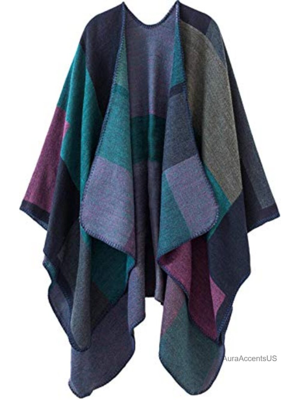 Women's Winter Poncho Shawl Wrap Reversible Cape Long Sweater